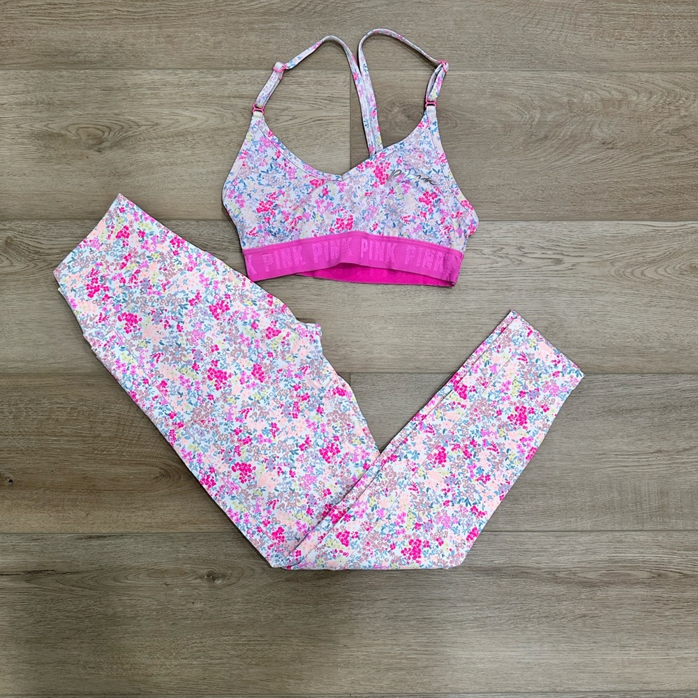 VS PINK Floral Sports Bra and Leggings Set